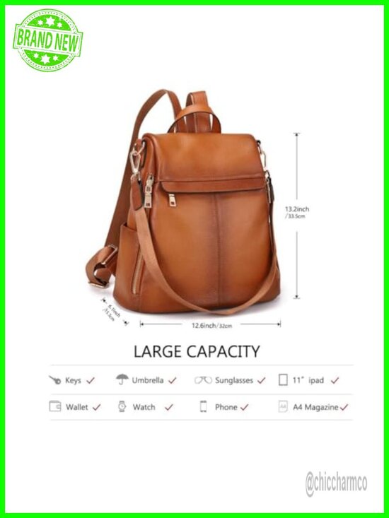 Genuine Leather Anti-Theft Backpack Purse with Laptop Compartment main image 5